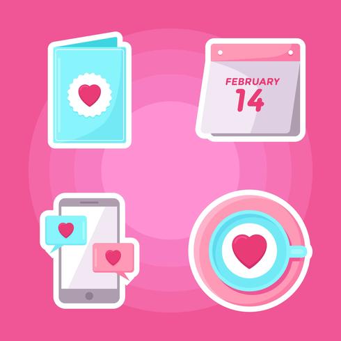 Valentines Day Elements Set Vector