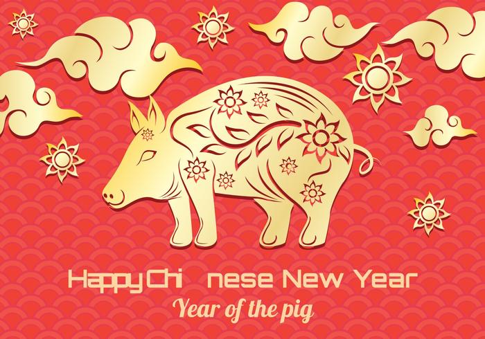 Ilustración de cerdo de año nuevo chino vector