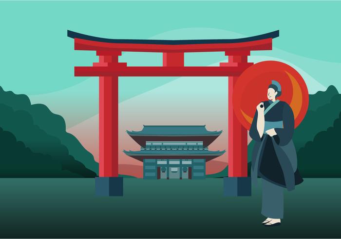 Japan Iconic Background Vector Illustration