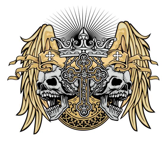 grunge skull coat of arms vector