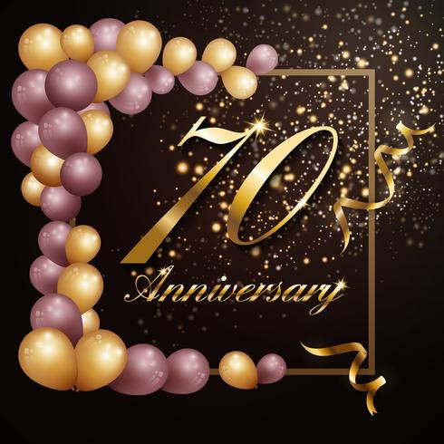 70 year anniversary celebration background banner design with lu vector