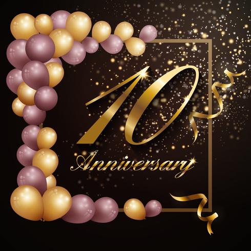 10 year anniversary celebration background banner design with lu vector