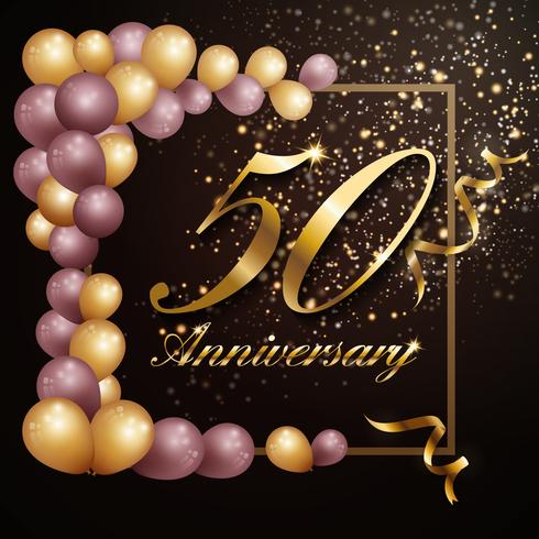 Diseño de banner de fondo de celebración de aniversario de 50 años con lu vector