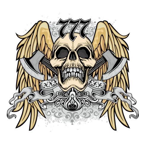 grunge skull coat of arms vector