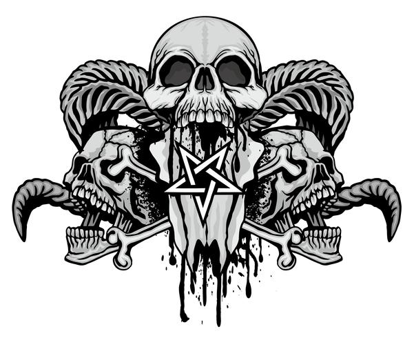 grunge skull coat of arms vector