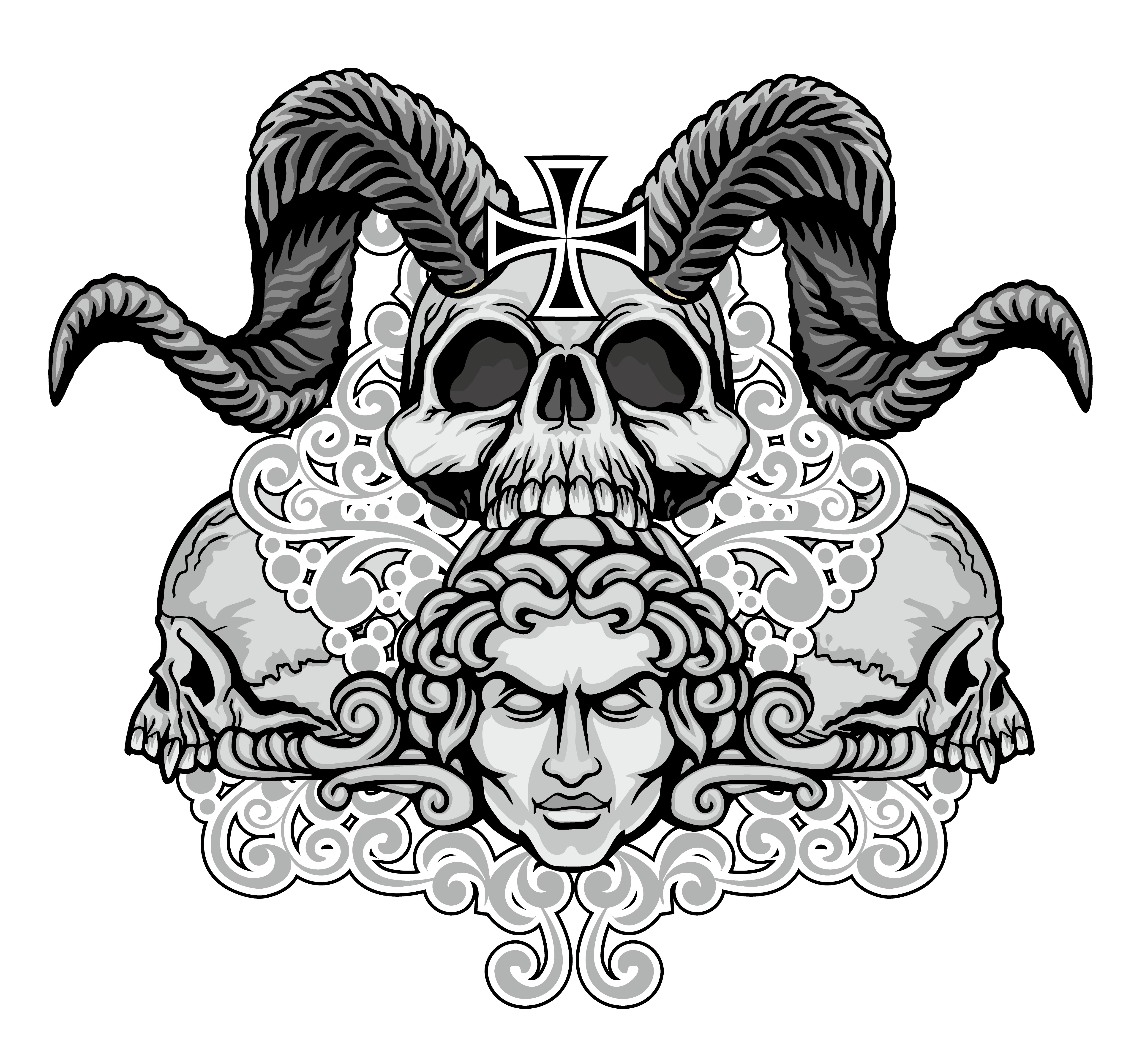 grunge skull coat of arms 272843 Vector Art at Vecteezy