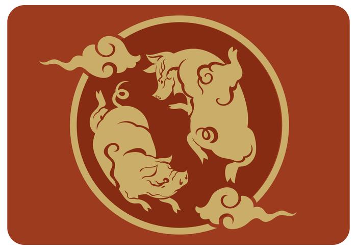 Twin Pig Chinese New Year Vector