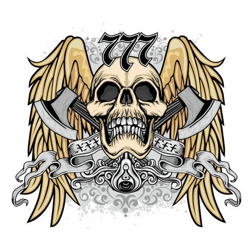 cráneo grunge escudo de armas vector