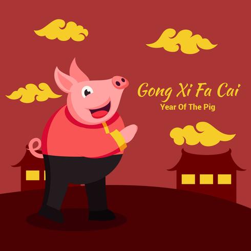chinese new year pig vector