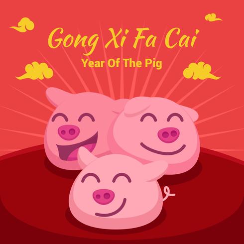 chinese new year pig vector