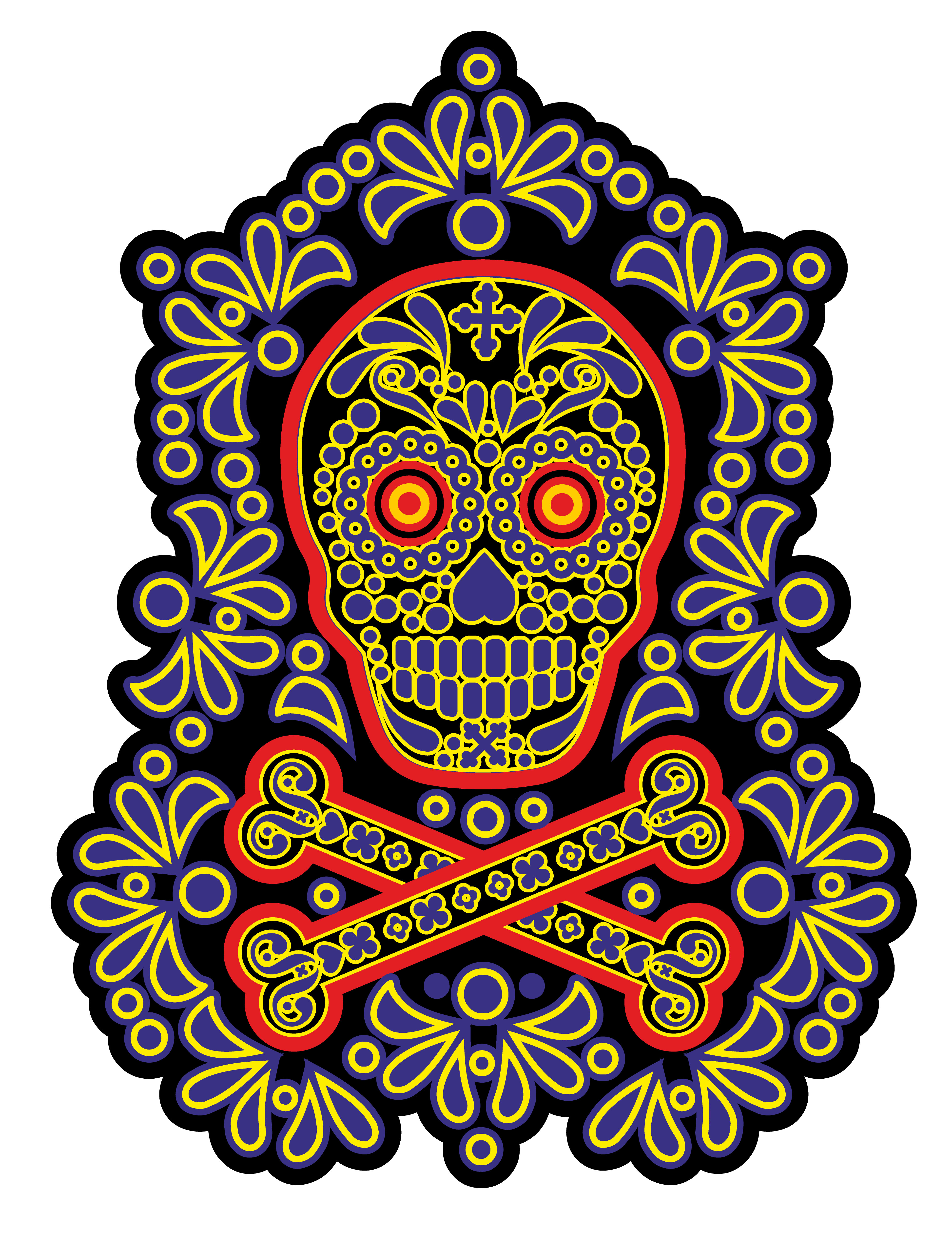 Sugar Skulls And Mexican Symbols