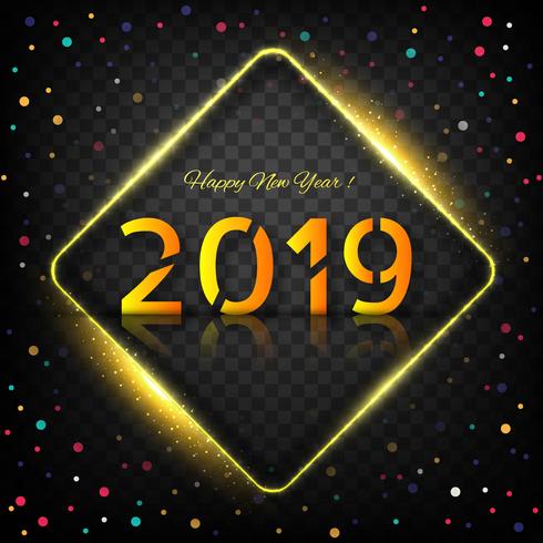 2019 Happy New Year text colorful shiny background vector