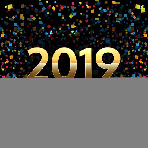 Elegant 2019 happy new year colorful card design vector