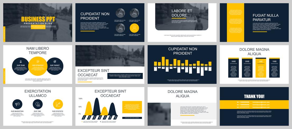 Set of business presentation slides vector