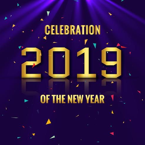 Happy New Year 2019 card celebration colorful background vector