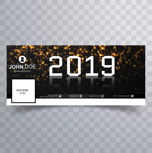 2019 año nuevo hermoso facebook cubierta banner plantilla vector