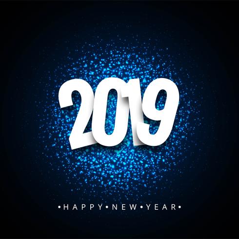 Happy new year 2019 colorful celebration background vector