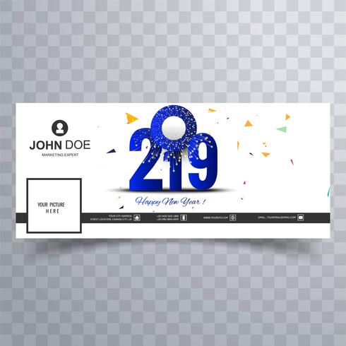 2019 new year facebook cover banner template design vector