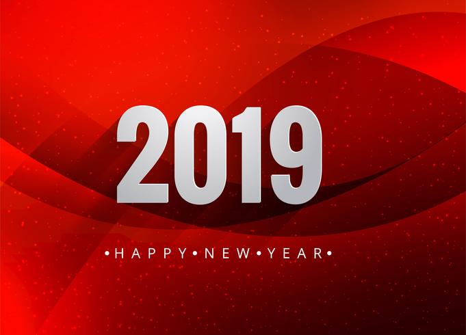 Elegant 2019 happy new year colorful card design vector