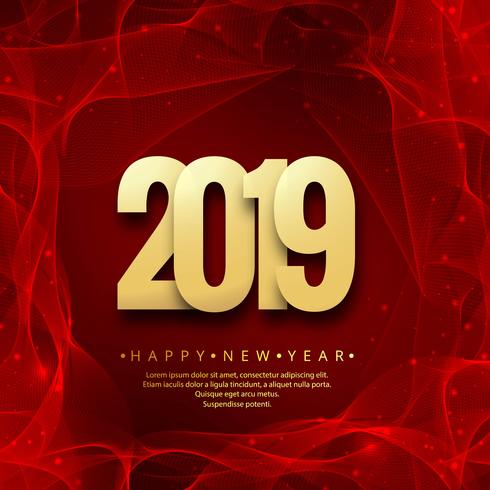 Elegant 2019 happy new year colorful card design vector