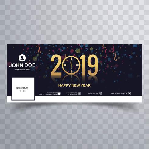 2019 año nuevo hermoso facebook cubierta banner plantilla vector