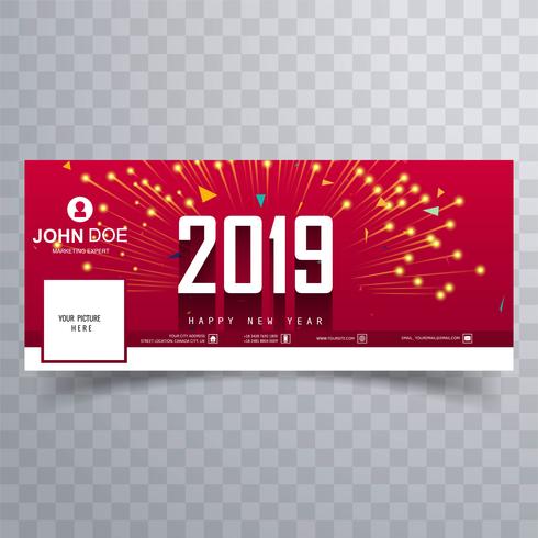 2019 año nuevo hermoso facebook cubierta banner plantilla vector