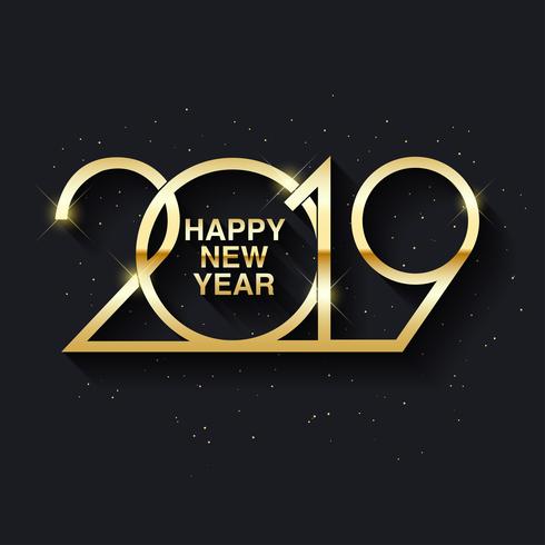 Happy New Year 2019 text design vector