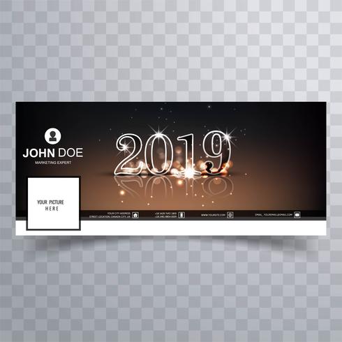Nuevo año 2019 celebración facebook cubierta banner plantilla diseño vector