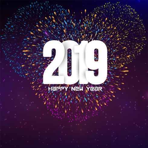 Happy new year 2019 colorful decorative background vector