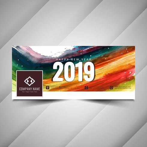 Diseño de banner decorativo año nuevo 2019 redes sociales vector