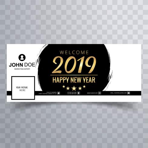 2019 año nuevo hermoso facebook cubierta banner plantilla vector