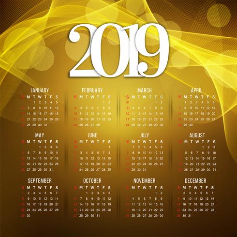 Abstract New Year 2019 colorful calender design vector