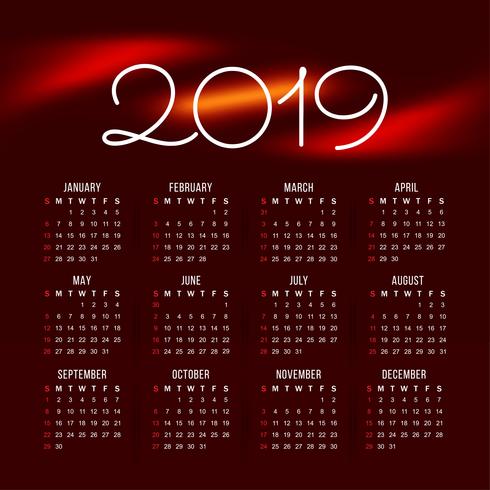 Resumen año nuevo diseño colorido calendario 2019 vector