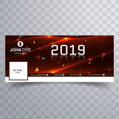 Diseño de plantilla de banner de cubierta de facebook año nuevo 2019 vector
