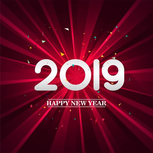 Elegant 2019 happy new year colorful card design vector