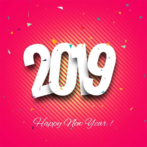 2019 Happy New Year text colorful shiny background vector