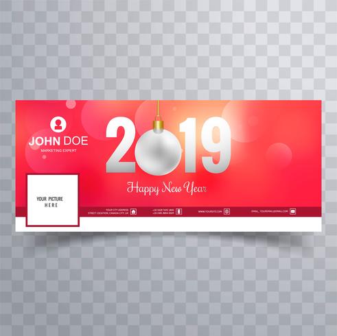 Diseño de plantilla de banner de cubierta de facebook año nuevo 2019 vector