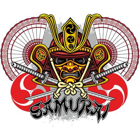 samurai skull sign vector