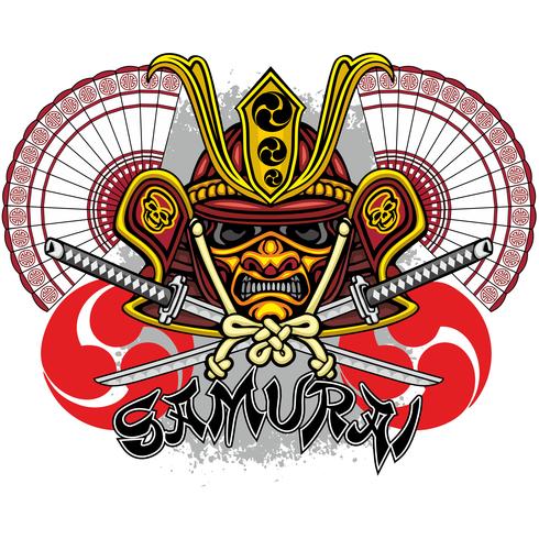 samurai skull sign vector