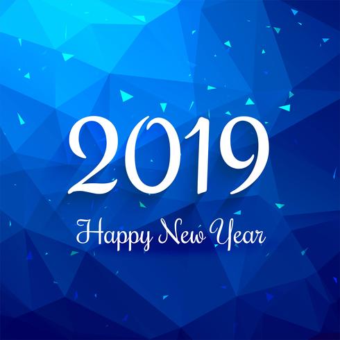 2019 Happy New Year text colorful shiny background vector