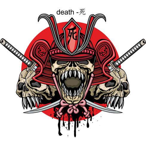 signo del cráneo samurai vector