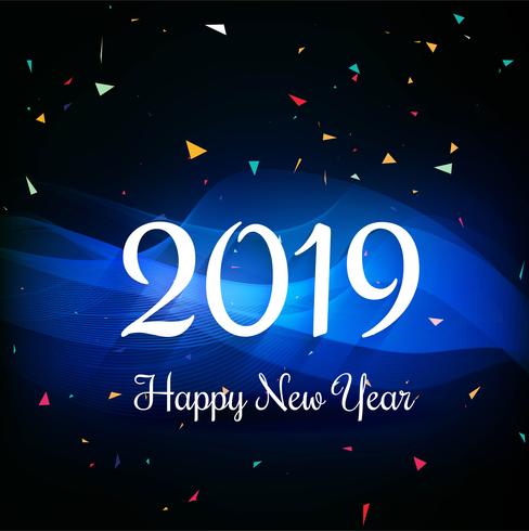 2019 Happy New Year text colorful shiny background vector