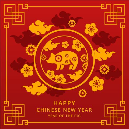 Chinese Happy New Year 2019 Vector
