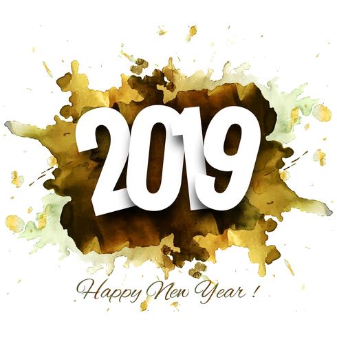 2019 Happy New Year text colorful shiny background vector