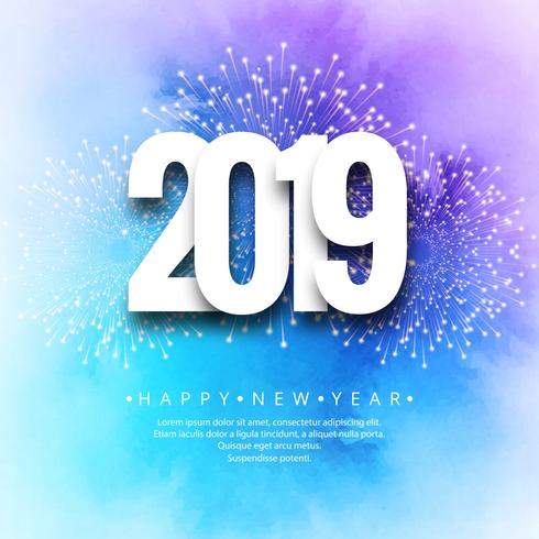 2019 feliz año nuevo texto colorido fondo brillante vector