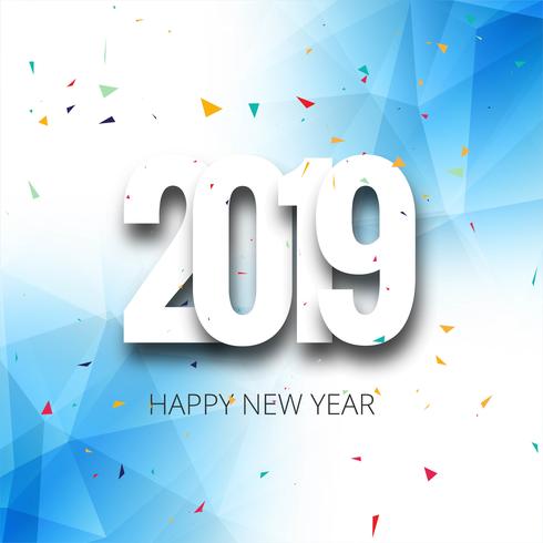 Celebración 2019 colorido feliz año nuevo fondo vector