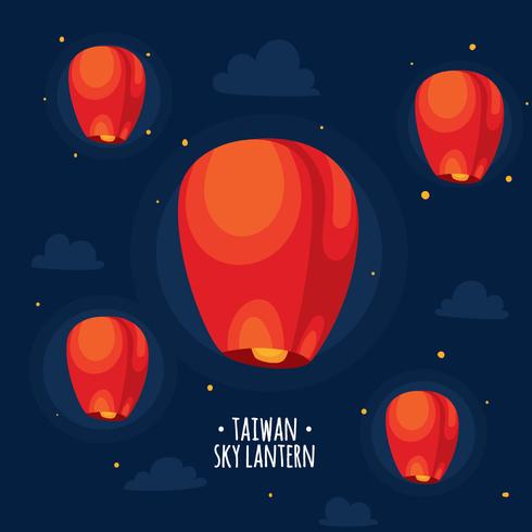 Taiwan Sky Red Lantern Vector