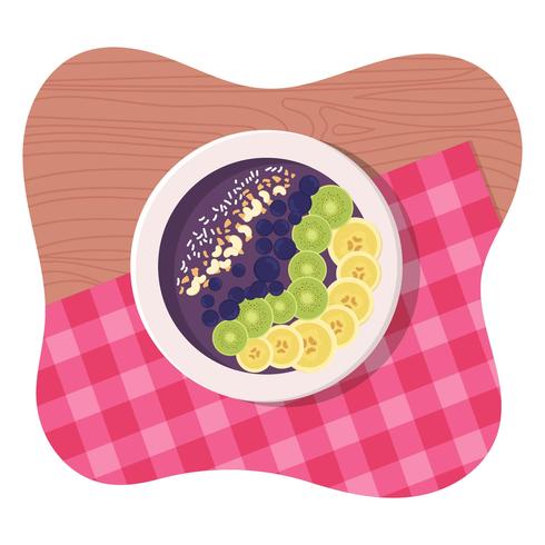 Color Acai Bowl Vector