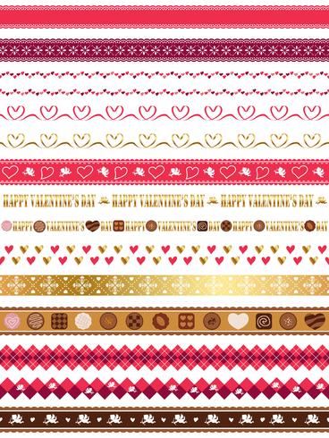 Set of assorted seamless borders for Valentine’s Day. vector