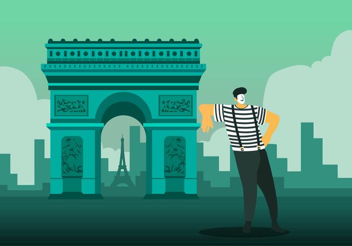 Historic Paris Building Vector Flat background Illustration